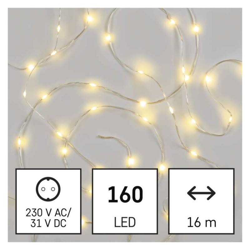 LED božična drop veriga, 16 m, zunanja in notranja, topla bela, časovnik - slika 3