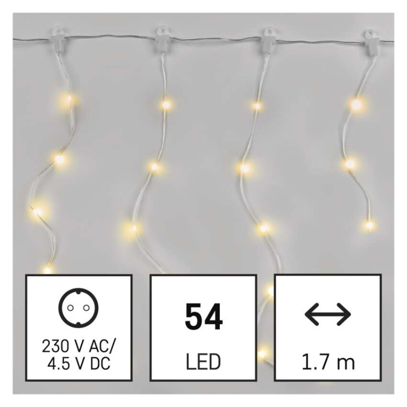 LED božična drop veriga – ledene sveče, 1,7 m, zunanja in notranja, topla bela, programi - slika 3