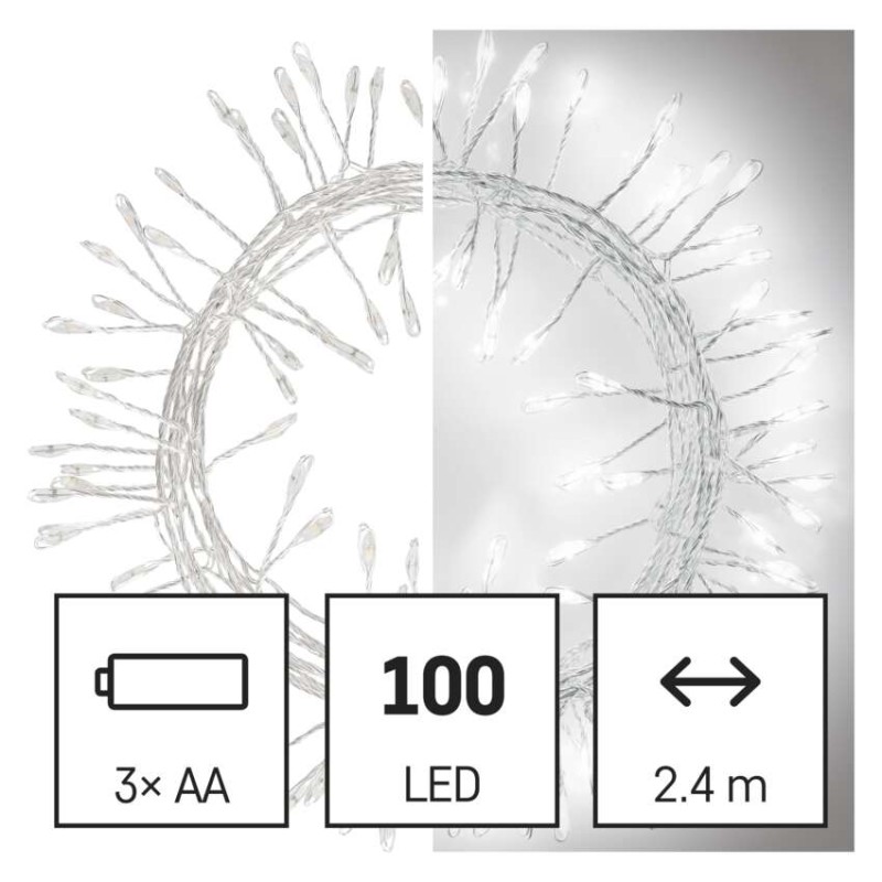 LED božična nano veriga – jež, 2,4 m, 3x AA, notranja, hladna bela, časovnik - slika 3