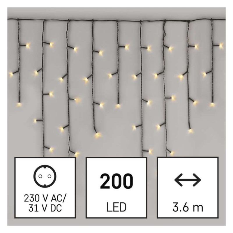 LED božične ledene sveče, 3,6 m, zunanje in notranje, topla bela, programi - slika 3