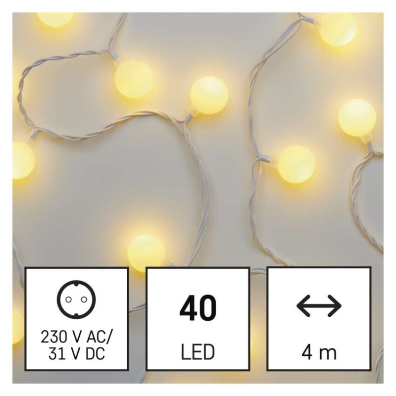 LED svetlobna cherry veriga – kroglice 2,5 cm, 4 m, zun. in notr., topla bela, časovnik - slika 3