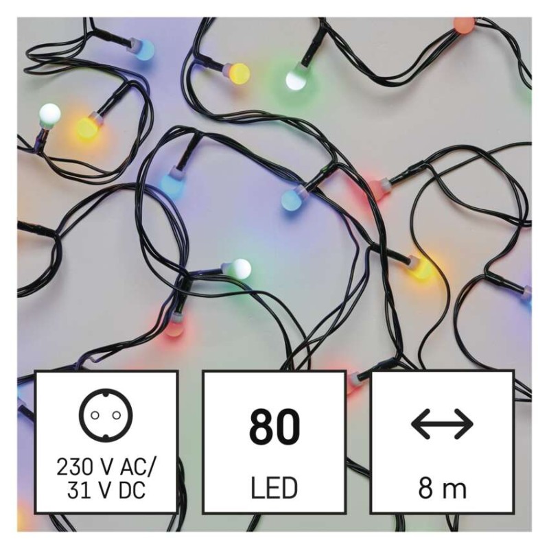 LED božična cherry veriga – kroglice, 8 m, zunanja in notranja, večbarvna, časovnik - slika 3
