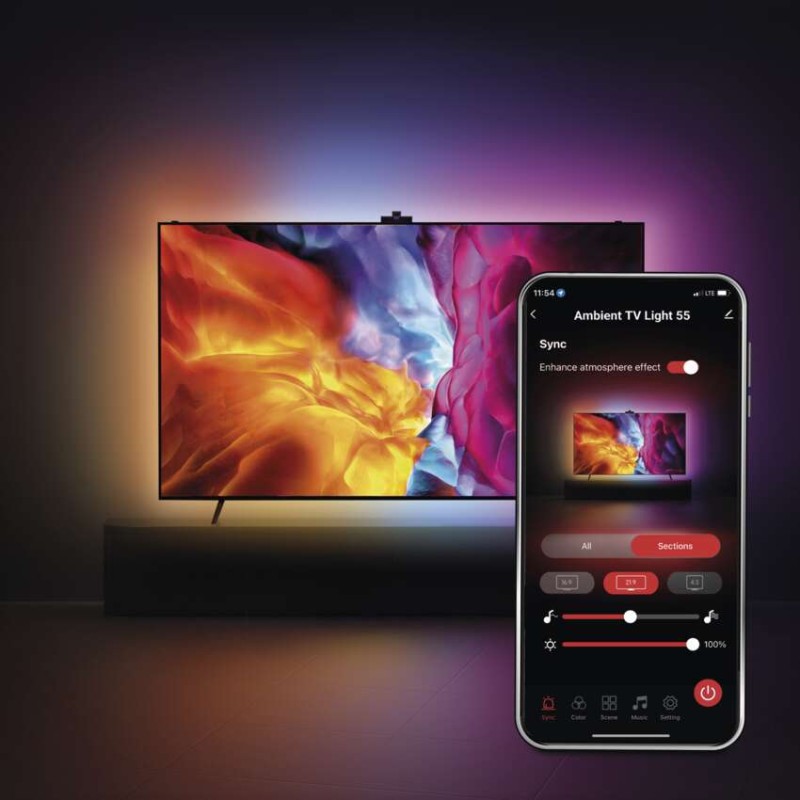GoSmart Ambientna LED RGB osvetlitev za TV 55“ (139 cm)