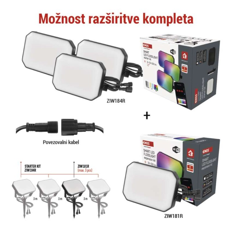 GoSmart zunanji LED reflektor, razširitev, 1 kos, 4 W, RGBIC zatemnilnik, WiFi - slika 3
