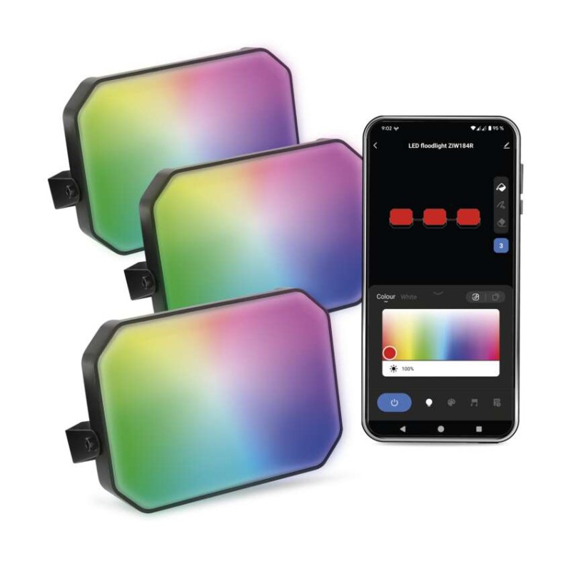 GoSmart zunanji LED reflektor, začetni komplet, 3 deli, 14 W, RGBIC zatemnilni, WiFi