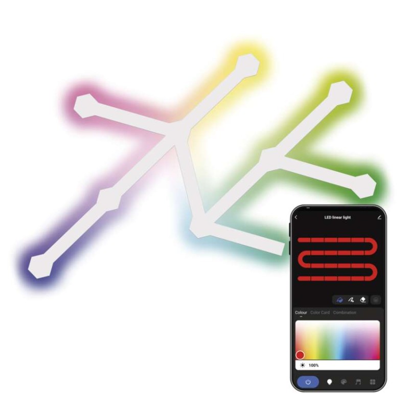 GoSmart LED svetilka Lines bela, 9 delov, 34 W, RGBIC možnost zatemnitve, WiFi