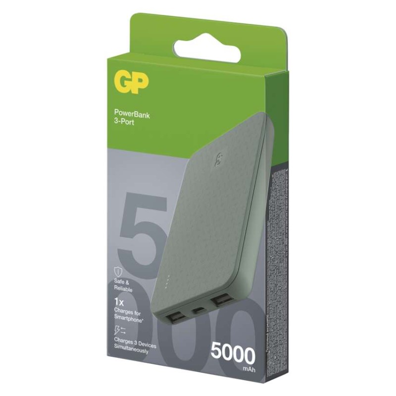 GP B+ Series powerbank, 5 000 mAh, 12 W, zelenkasto siva - slika 2