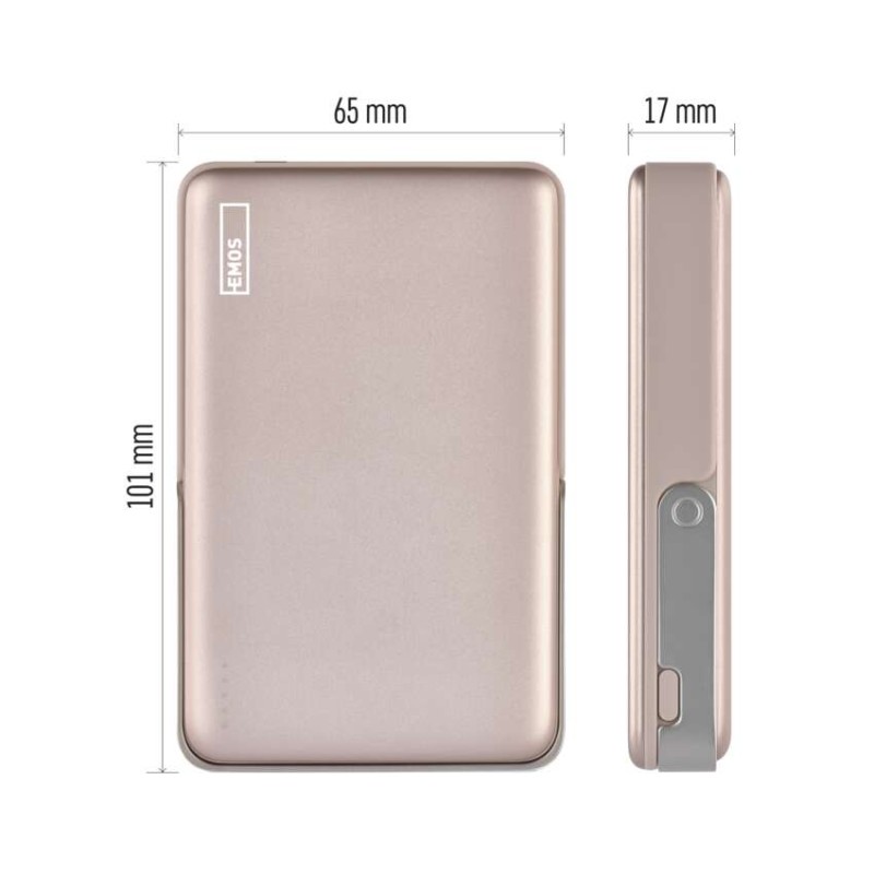 EMOS powerbank EMOS WI 1031, 10 000 mAh, 20 W + wireless, rožnato-zlata - slika 3