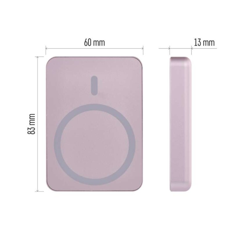 EMOS powerbank WI 522, 5 000 mAh, 20 W+Wireless, lososova - slika 3