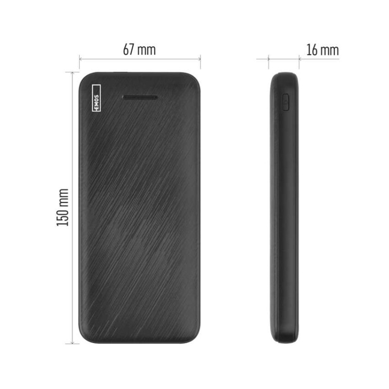 EMOS AlphaQ3 powerbank, 10 000 mAh, 22,5 W, črni - slika 3