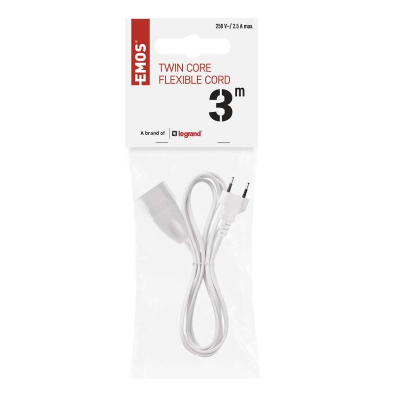 Podaljšek 3 m / 1 vtičnica / beli / PVC / 0,75 mm2 - slika 3