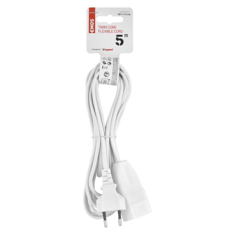 Podaljšek 5 m / 1 vtičnica / beli / PVC / 0,75 mm2 - slika 3