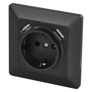 Vtičnica z USB 2,1A max., schuko, antracit