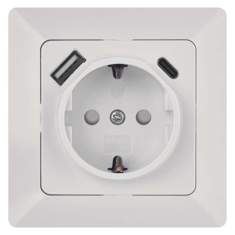 Vtičnica z USB A+USB C, bela - slika 3