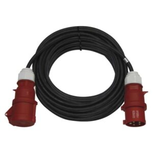 3 fazni zunanji podaljšek 25 m / 1 vtičnica / črni / guma / 400 V / 2,5 mm2