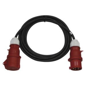 3 fazni zunanji podaljšek 15 m / 1 vtičnica / črni / guma / 400 V / 4 mm2