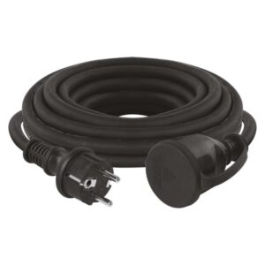 Zunanji podaljšek 5 m / 1 vtičnica / črni / guma-neopren / 250 V / 1,5 mm2