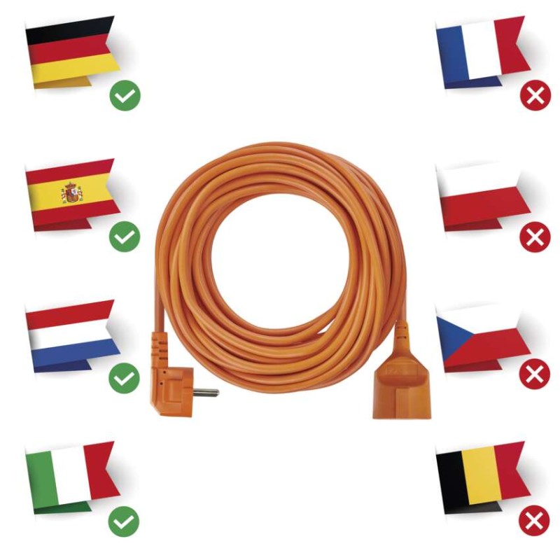 Podaljšek 25 m / 1 vtičnica / oranžni / PVC / 250 V / 1,5 mm2 - slika 3