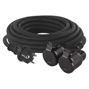 Zunanji podaljšek 25 m / 2 vtičnici / črni / guma / 250 V / 1,5 mm2