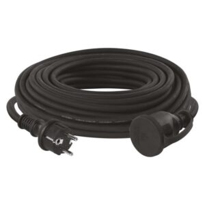 Zunanji podaljšek 20 m / 1 vtičnica / črni / guma-neopren / 250 V / 1,5 mm2