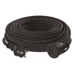 Zunanji podaljšek 30 m / 1 vtičnica / črni / guma-neopren / 250 V / 1,5 mm2