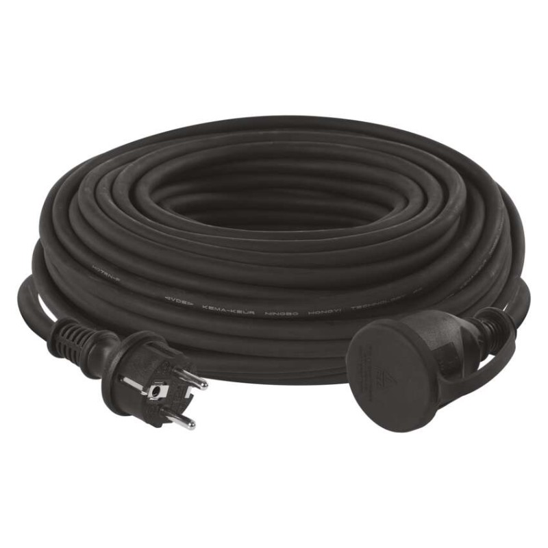 Zunanji podaljšek 30 m / 1 vtičnica / črni / guma-neopren / 250 V / 1,5 mm2