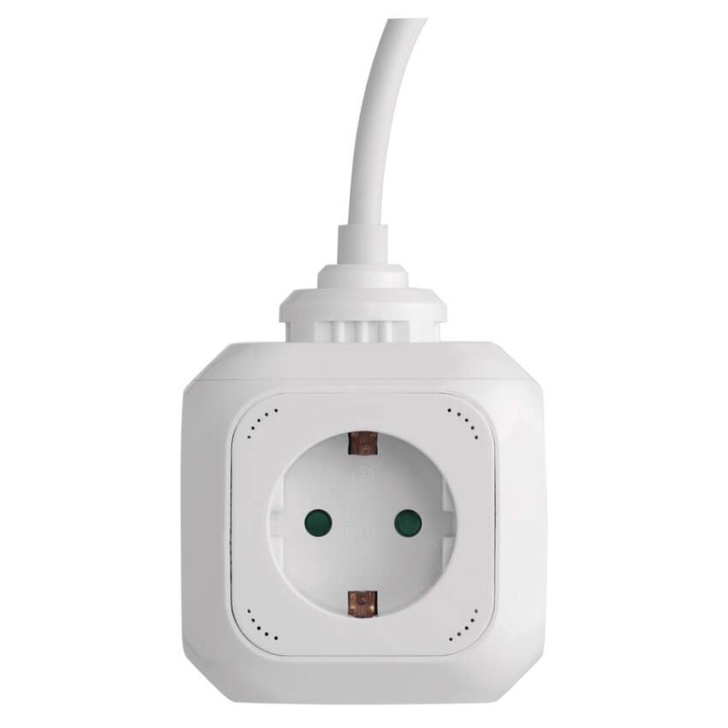 Podaljšek - kocka 1,9 m / 4 vtičnice / beli / PVC / z USB / 1,5 mm2 - slika 3