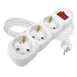 Podaljšek 3 m / 3 vtičnice / s stikalom / beli / PVC / 1,5 mm2