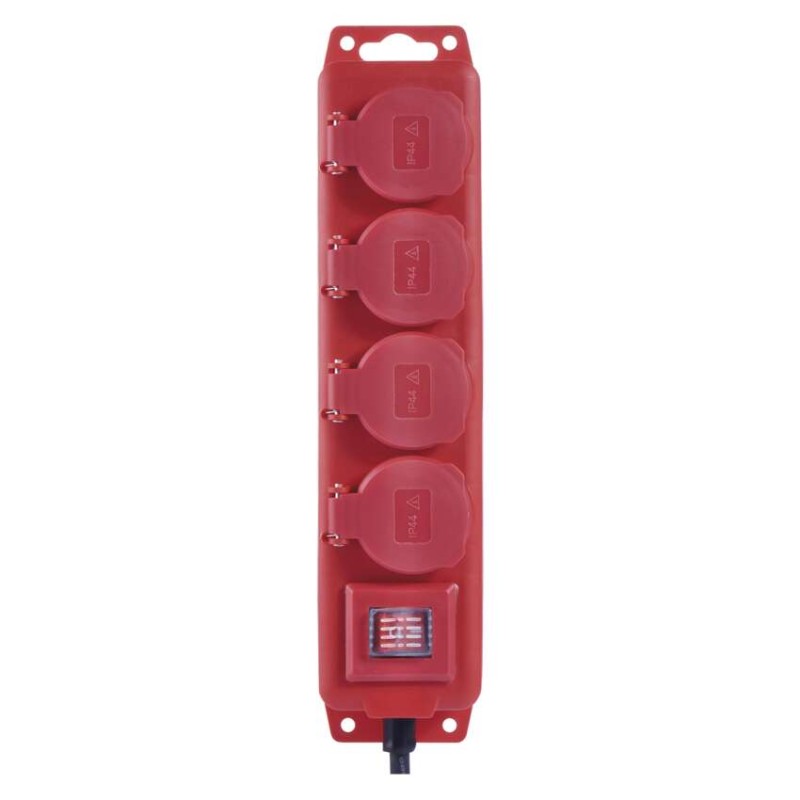 Podaljšek 10 m / 4 vtičnice / s stikalom / črno-rdeči / guma-neopren / 1,5 mm2 - slika 3
