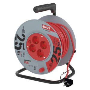 Kolutni podaljšek 25 m / 4 vtičnice / oranžni / PVC / 230 V / 1,5 mm2