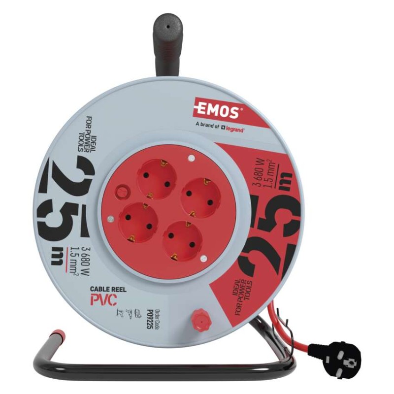 Kolutni podaljšek 25 m / 4 vtičnice / oranžni / PVC / 230 V / 1,5 mm2 - slika 2