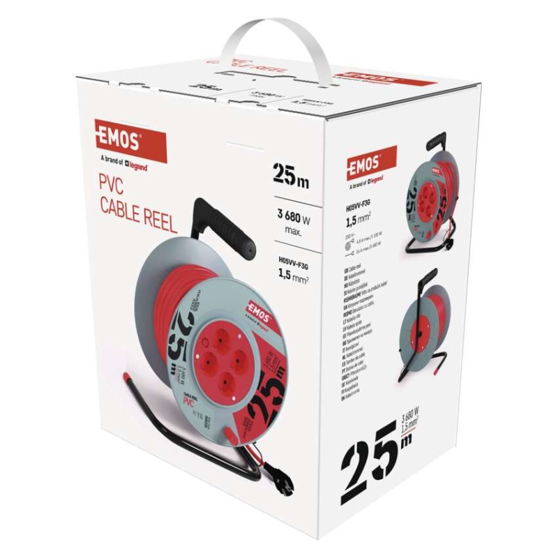 Kolutni podaljšek 25 m / 4 vtičnice / oranžni / PVC / 230 V / 1,5 mm2 - slika 3
