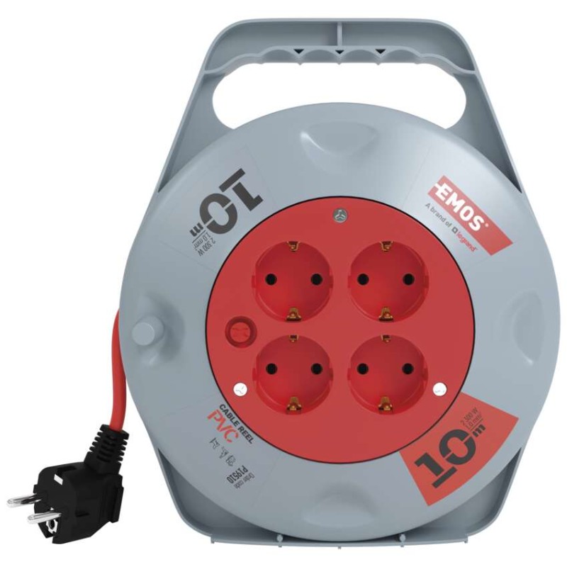 Kolutni podaljšek 10 m / 4 vtičnice / črni / PVC / 230 V / 1 mm2 - slika 2