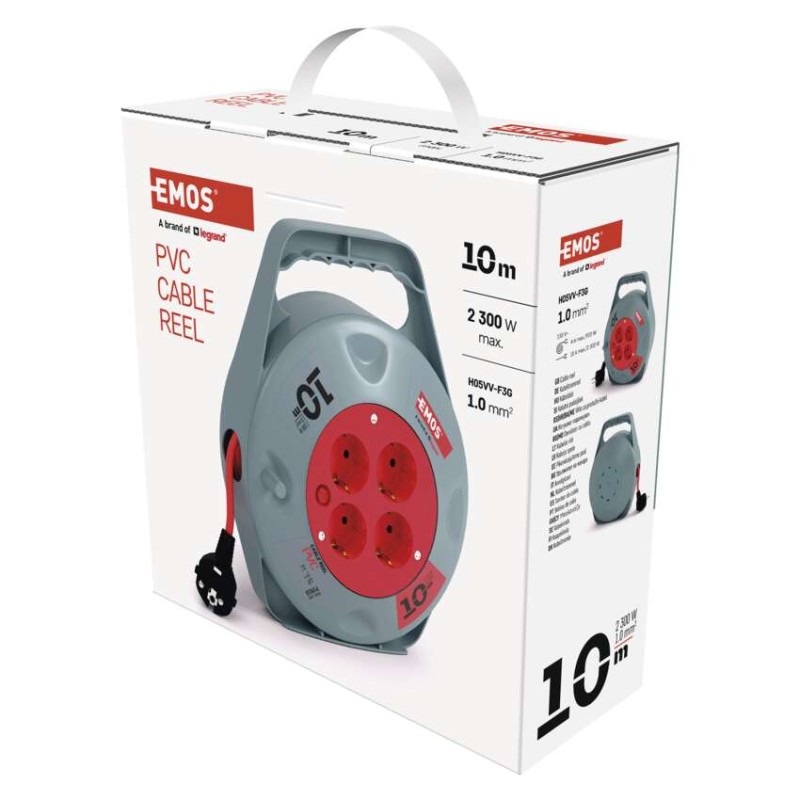 Kolutni podaljšek 10 m / 4 vtičnice / črni / PVC / 230 V / 1 mm2 - slika 3