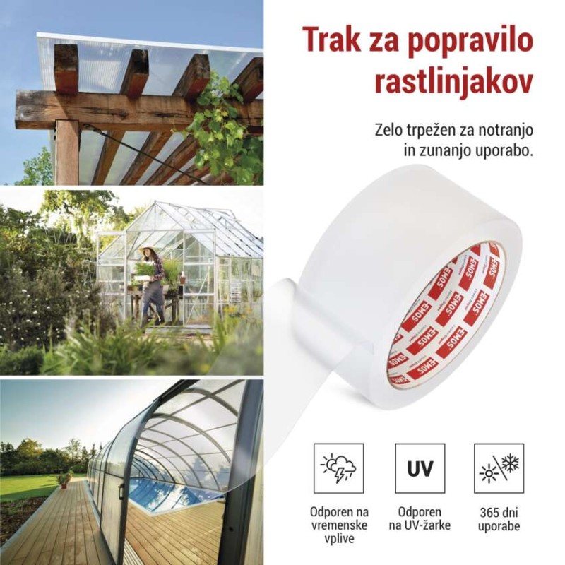 Lepilni trak za popravilo polikarbonata in stekla, 25 m × 50 mm, prozoren - slika 3