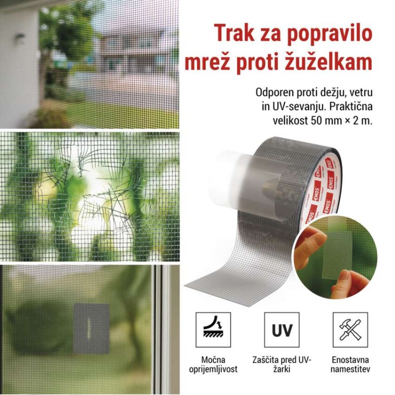 Trak za popravilo mreže proti žuželkam 50 mm / 2 m, prozoren - slika 2