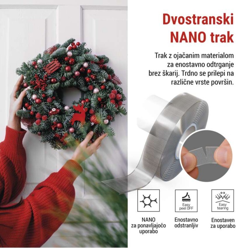 Dvostranski NANOGRID trak 19 mm / 3 m, prozoren - slika 3