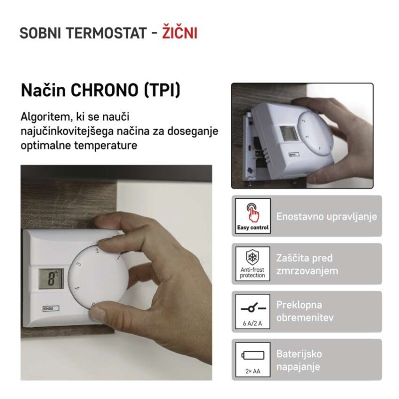 Sobni mehanski žični termostat P5603R - slika 3