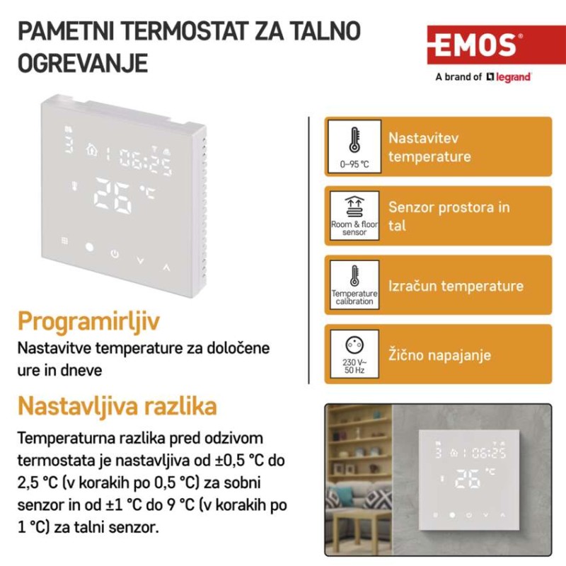 Talni žični termostat WiFi GoSmart P56201UF s programiranjem - slika 3