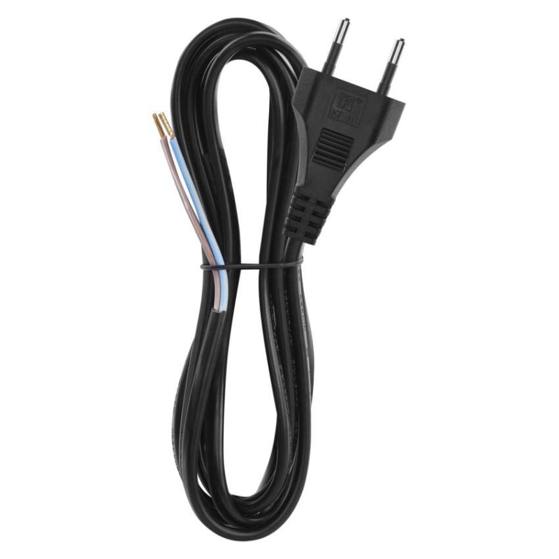 Priključna vrvica PVC 2×0,75mm črna 2M - slika 3