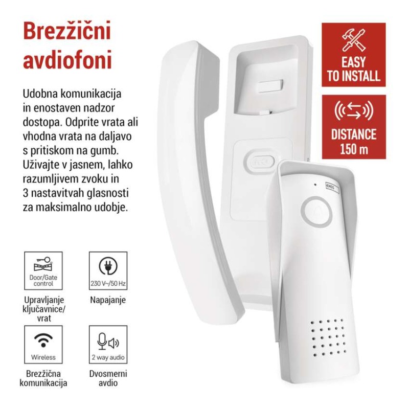 Brezžični komplet domačega avdio domofona H1088, 1 udeleženec - slika 3