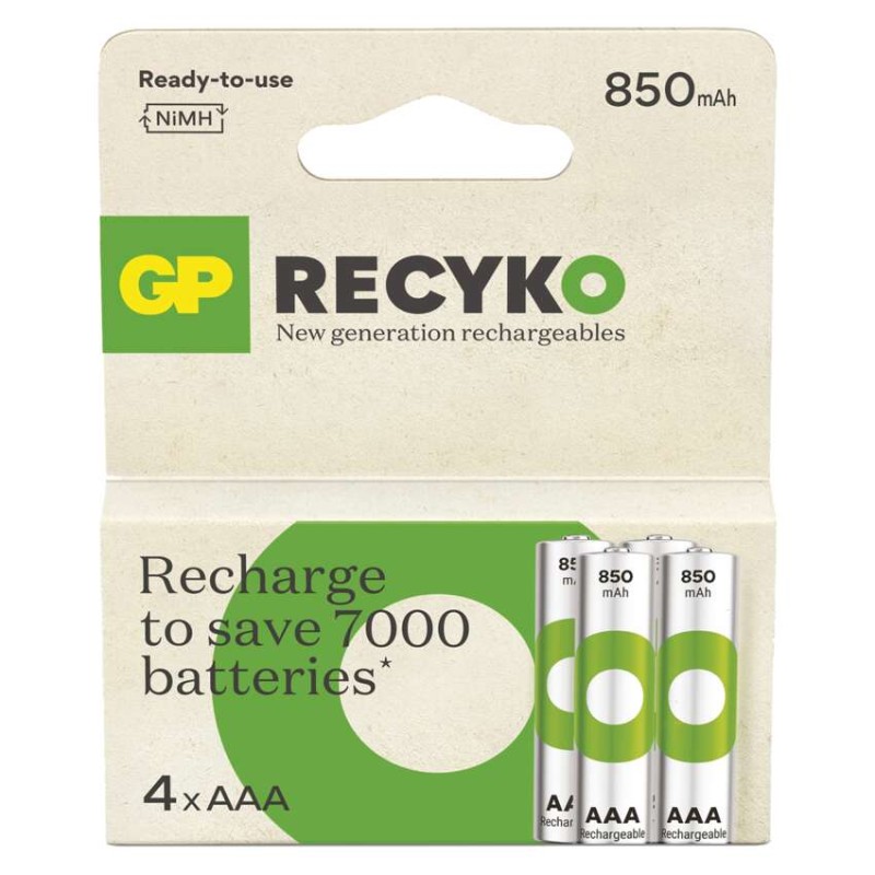 Polnilna baterija GP ReCyko 850 mAh HR03 (AAA) 4kos