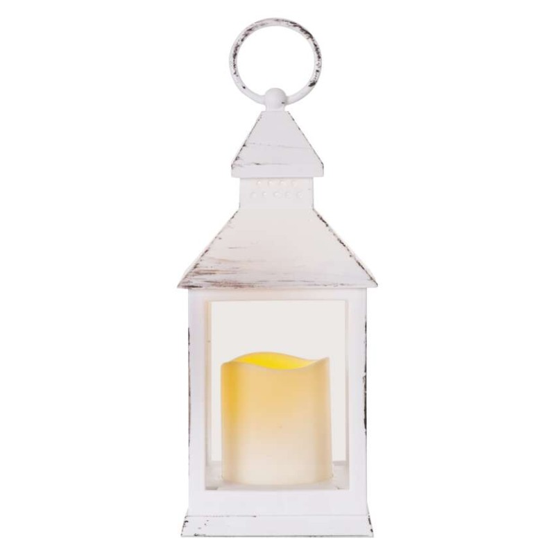 LED dekoracija – laterna antik bela utripajoča, 3x AAA, notranja, vintage, časovnik - slika 2