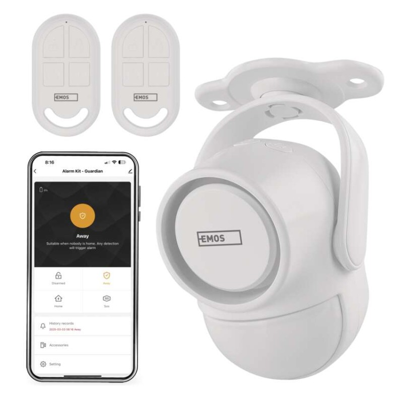 GoSmart alarm IP‑126L GUARDIAN s senzorjem gibanja, 6× senzorjev za vrata/okna, WiFi