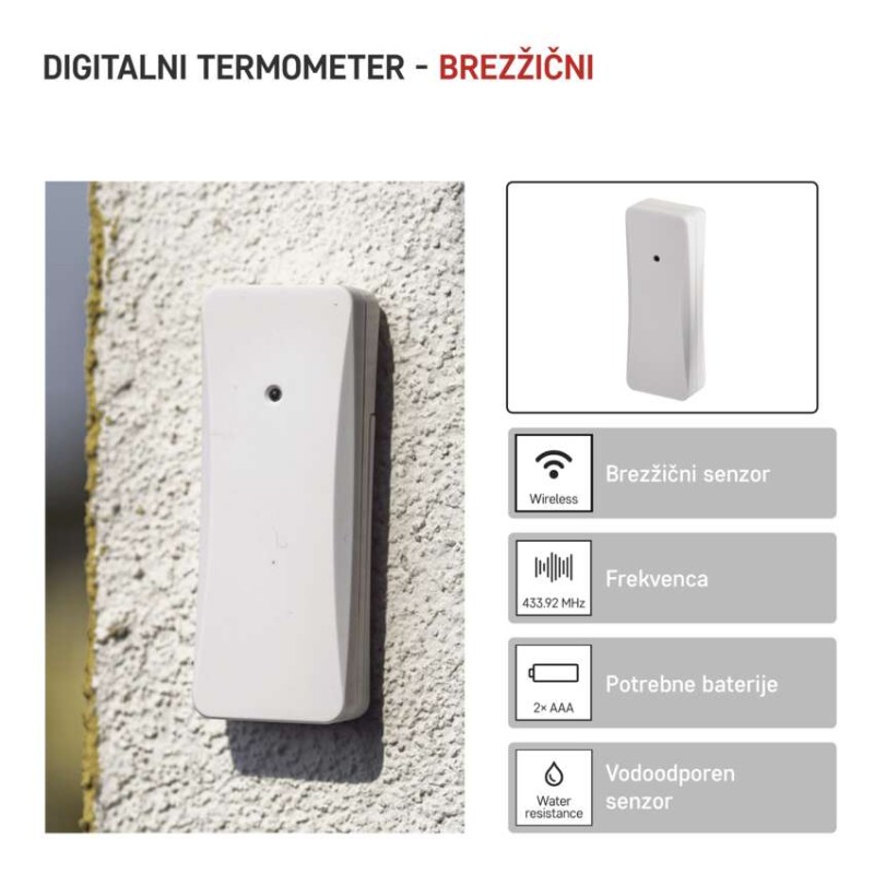 Digitalni termometer, brezžični senzor E0129 - slika 3