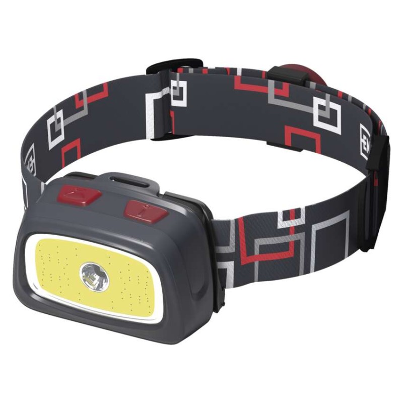 Naglavna LED svetilka COB+CREE 3×AAA, 330 lm, 65 m