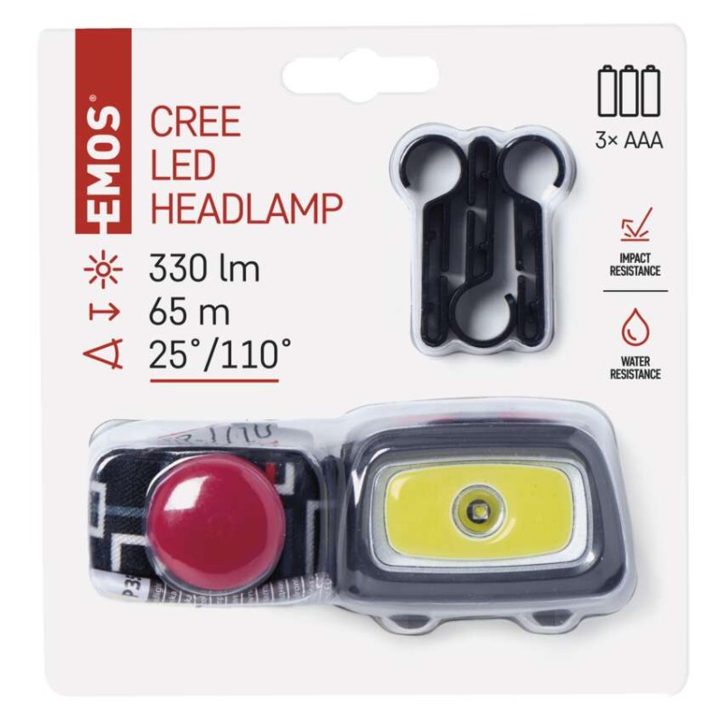 Naglavna LED svetilka COB+CREE 3×AAA, 330 lm, 65 m - slika 2