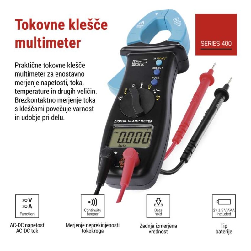 Digitalne tokovne klešče MD-410C - slika 3
