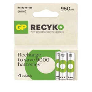 Polnilna baterija GP ReCyko 950 mAh HR03 (AAA) 4kos