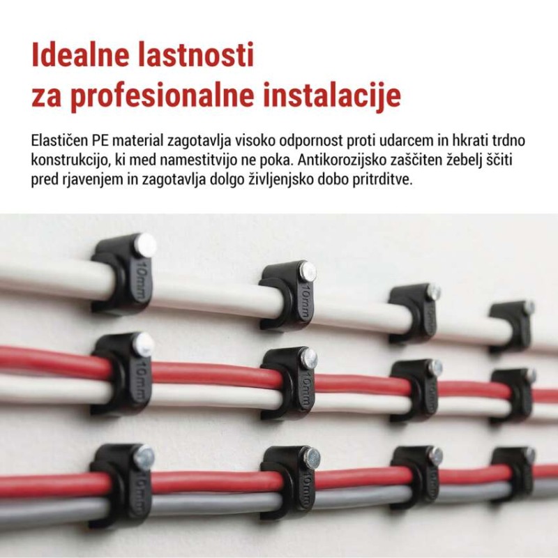 Kabelska objemka 10 mm, črna, 50 kos - slika 3